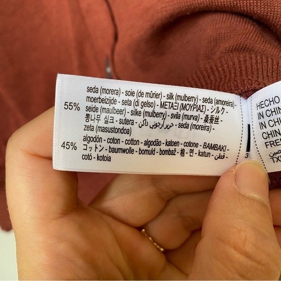 Zara Silk Cardigan Rust Color Size S - Picture 5 of 5